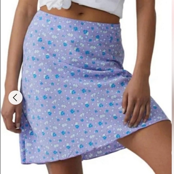 Free People Ditsy Floral Lavender Skirt Size 4 Boho Festival Lettuce Edge Y2K - Picture 3 of 7